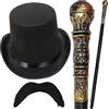 Robelli Vittoriano Gentiluomo Bambini/Adulti Vestito Cappello a Cilindro & Bastone (World Book Week/Giorno)