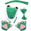 VICASKY Set Costume e Materiale Confortevole con Cerchietto Coccodrillo Halloween Coda e Fiocco Peluche , Design Unico per Cosplay e Feste a Tema