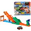 Hot Wheels Monster Trucks - Veicolo Mega-Wrex in scala 1:64, gara e acrobazie sul ponte See-Saw - Crash Challenge Crocodile Playset