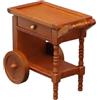 KOMBIUDA Carrello da Pranzo in Legno Marrone Vintage Decorativo per Casa delle Bambole, Sicuro e Resistente Sbiadimento, per Regalo di Festa e Appassionati di DIY