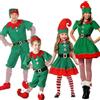 Generico Vestito Elfo Set Famiglia: Costume Elfo 4 Pezzi - Gonna Cappello Calzini/Cappellom Camicia Pantaloni per Natale St Patrick Day Carnevale e Cosplay Bambino Donna Uomo