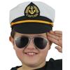 I LOVE FANCY DRESS LTD Cappello da capitano marinaio per bambini, confezione da 1, cappello nautico bianco con visiera nera e fascia in corda dorata, accessorio per costume per bambini, feste marine, cosplay