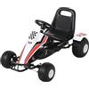 HOMCOM Go-Kart a Pedali Bianco per Bambini 3-6 Anni con Sedile Regolabile, Ruote in Plastica, Freno a Mano e Cambio