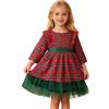 Achimlt Vestito Natale Bambina Abito a Strati in Velluto Rosso Scozzese con Fiocco Sulla Schiena Vestito Natale Neonato per Feste Carnevale Cosplay 6 Mesi ai 7 Anni Natalizi Regalo (01-Verde, 6-7 anni)