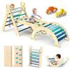 BlueWood Set da Arrampicata per Bambini 3 in 1, Set di Triangoli per Arrampicata Pieghevoli di Arrampicata Pieghevole con Scivolo ad Arco, Palestre Montessoriano e Arrampicata Indoor per Bambini