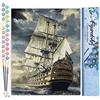 Figured'Art Dipingere con i Numeri - Paint by Numbers Galeone Sull'Oceano, Passatempo per Adulti, Kit Completo, Hobby Creativi - Quadri fai da te 40x50cm senza cornice