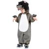 Generico Costume carnevale da Lupo per Bambini, Grigio e Bianco, con Cappuccio Peluche, Tuta Intera (25/36 mesi)