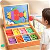 Bpoeee Wooden Magnetic Pattern Blocks Set with Activity Cards, 225 PCS Montessori Tangram Puzzle Educational STEM Toy for Kids Ages 4-8, Magnetic Shapes Learning Board for Boys and Girls