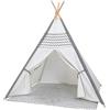 GIODICART Tenda Gioco Teepee per Bambini, Tenda Indiana con Tappetino, Bianca e Grigia a Zigzag, 120x120x150 cm, per Interni, Design Classico