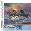 Figured'Art Dipingere con i Numeri - Paint by Numbers Trio di cavalli, Passatempo per Adulti, Kit Completo, Hobby Creativi - Quadri fai da te 40x50cm senza cornice