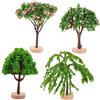 DOITOOL 4 Pezzi Mini Albero Modello Paesaggistico in Plastica Verde per Diorama e Modellismo Ferroviario, Decorazione Scenica per Artigianato e Tavoli di Sabbia, Alberi in Miniatura