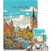 LLONGKT Puzzle da viaggio Scozia Glasgow per adulti 1000 pezzi, gioco educativo, sfida giocattolo, ideale come regalo per tutta la famiglia, 38x26cm