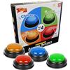 Renopfect 4 p-ezzi Buzzers Risposta Wireless Pulsanti Cicalini 9 X 9 X 3,5 Cm, Buzzer Button, Pulsante Di Risposta Rapida, Pulsante Di Gioco, Pulsante Summer Suono, Pulsante Di Risposta Per Quiz