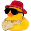 Generic | Decorazione in gomma per auto con cigolio, accessorio per auto con strumento musicale, collana, occhiali da sole, cappello