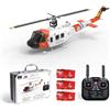 Kidaromo F07S UH-1 Huey RC elicottero, 1/34 2.4GHz 6CH Brushless Flybarless elicottero telecomando con posizionamento GPS e LED, aereo RC a trazione diretta per adulti-livrea bianca di salvataggio