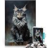 SYUNFEI Ritratto di gatto Maine Coon Puzzle da 1000 pezzi per adulti Giocattolo educativo antistress Attività divertenti a casa, regali di compleanno, regali di viaggio, 38x26cm