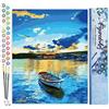Figured'Art Dipingere con i Numeri - Paint by Numbers Piccola Barca All'Alba, Passatempo per Adulti, Kit Completo, Hobby Creativi - Quadri fai da te 40x50cm senza cornice