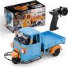 Brickaro Modello di triciclo RC, scala 1/10, 2,4 G, completamente proporzionale, RC a tre ruote con suono inverso realistico, luci sincronizzate e ingranaggi regolabili, regalo per adulti e