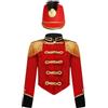 renvena Uniforme da Soldato Giocattolo per Bambini Costume da Schiaccianoci per Ragazzi Giacca da Domatore Circo Cappotto da Showman con Nappa e Cappello Rosso A 3-4 anni