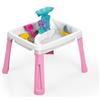 Dolu Tavolo con Sabbia e Acqua 3 in 1, Giocattolo Creativo per Bambini dai 24 Mesi in su, Vassoio da Gioco, Tavolo da Gioco per Acqua, Sandbox - Rosa/Bianco