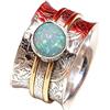 Kanika Jewelry Trove Opal Band Rings, 925 Sterling Silver Band Rings for Women, 925 Sterling Silver Wide Band Rings for Women, Gift Ring for Mother's Day Size 10