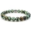 Handmade Bracciale con turchese africano, bracciale con perline, perline verdi, 8 mm, da donna, da uomo, in acciaio inossidabile