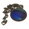 Handmade Collana in resina Peacock piuma verde blu nero ottone bronzo catena palla chiusura cuore 32mm regalo personalizzato noel amico festa della mamma compleanno ospiti matrimonio san san valentino grazie