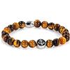 Handmade Bracciale Occhio Di Tigre Bracciale Con Perline Classe A+ Giglio Fiorentino Argento 8mm Acciaio Inossidabile