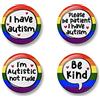 Generic Autism Badge Set, 4 Badges, Badge Packs, 32 mm, I am autistic, Please be patient I have autism, I am autistic not rude, Be kind (Rainbow)