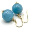 Generic Orecchini con Giada Blu e Vermeil Dorato 24 K Made in Italy, Gioielli Classici, Bijoux Estate, Regalo per Lei