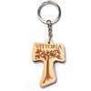 Faltec Portachiavi personalizzato in legno TAU FRANCESCANO e albero della vita - decorazione bomboniere battesimo, comunione, cresima