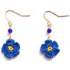 Meraki Studio Orecchini fiore da donna, orecchini nontiscordardimé con perline di vetro, blu/giallo, Gioielli all'uncinetto, boho chic, Made in Italy, Bijoux da donna, Lavorazione Artigianale
