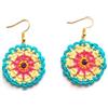 Handmade Orecchini tondi/mandala, orecchini boho in pizzo, Gioielli all'uncinetto, turchese/giallo/fuchsia, moda donna, Made in Italy, Bijoux da donna, Lavorazione Artigianale
