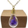 Cairui Design Viola Non ti scordar di mé Statice Vero Fiore Bicchiere Goccia d'acqua Placcato Oro 18k Collane Con pendenti Donna Handmade