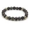 Handmade Generico Bracciale Azteco Unisex in Labradorite Naturale Sfaccettata, con Sfere in Metallo, Pietre Dure, Elastico 19cm, Fatto a Mano
