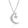 Meissa Collana della luna per le donne Collana della mezzaluna in argento sterling Ciondolo delle fasi lunari Girocollo in oro rosa plissettato, Argento