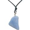 Generic Ciondolo in Argento 925 e Calcedonio naturale - pendente pietra dura azzurro con girocollo in cordoncino nero