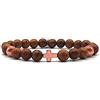 KARDINAL WEIST crocifisso oro rosa legno perline bracciale, gioielli per donna e uomo, FEDE - AMORE - SPERANZA - №3 (M, Resase)