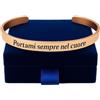 Generico Bracciale Rigido Personalizzato - Acciaio Inossidabile - Incisione con Nome, Frase o Data - Idea Regalo per Uomo o Donna - Gioiello Regolabile ed Elegante (Oro rosa)
