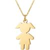 Generico Collana Bambina in Argento 925 Placcato Oro 18kt, Ciondolo Bimba Catenina Veneziana , Pendente Sagoma Figlia, Regalo Mamma Nascita Battesimo, Gioiello Artigianale Made in Italy (50, Centimetri)