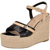 GUESS Taani, Sandali con Zeppa Donna, Logo in Vernice Nera 001, 39.5 EU
