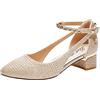 Fulidngzg Scarpe Eleganti Donna, Sexy Chiusi Davanti con Tacco Scarpe Tacco Casual Pelle Sposa Scarpe Decolte Tacco Basso Decollete Pianta Larga Cerimonia Tacchi Comodi