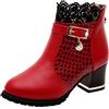 Xmiral Stivaletti Donna Stivali Autunno Inverno Vintage in Pelle alla Caviglia Pizzo Stivali Corti Shoes (36 EU,Rosso)