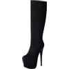 KKdhsfy Stivali da Donna sopra Il Ginocchio con Zip, Tacco Alto a Spillo e Plateau 15CM/5,9IN,Nero,43 EU