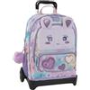 Franco Cosimo Panini MOFU MOFU - Zaino Scuola Trolley Mofu Mofu, Maniglia Regolabile, Trolley Staccabile, Spallacci Imbottiti e Regolabili, 2 Scomparti Principali, Tasca Frontale, Chiusure A Zip, 34x52Hx22 cm, Lilla