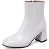 Gicoiz Bride Inverno Moda Tacco a Blocco Paillettes Stivali Chelsea Sposa Eleganti Warm Tacco Alto a Blocco Stivali Cordoncino Biker Ankle Polacchine Vestito Bianco Numero 38 EU-39Cn