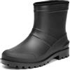 JiuQing Stivali da Uomo Stivali da Pioggia Impermeabili Scarpe da Giardino Antiscivolo con Tacco Basso Stivaletti da Pesca,Nero,44 EU