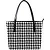 Generic Borsa personalizzata PU Leather Tote Borse Tote Tote Borsa Nero Bianco Pied de poule classico, Multicolore
