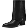 QUEEN HELENA Stivaletti Camperos Texani a Gambale Largo Donna X33-102 (Nero Pu, Taglia unica, Sistema Taglie Calzature EU, Adulto, Donna, Numero, Media, 39)