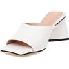 Mo Joc Open Square Toe Pantolette con tacco speciale da donna, bianco, 34 EU